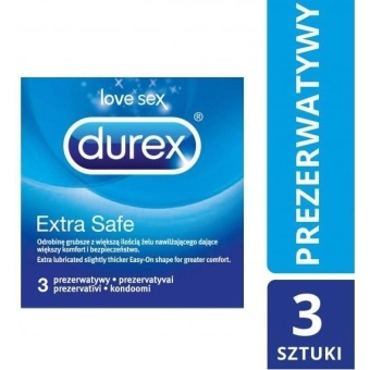 Durex Extra Safe prezerwatywy 3sztuki OSTATNIE SZTUKI cena 7,95zł