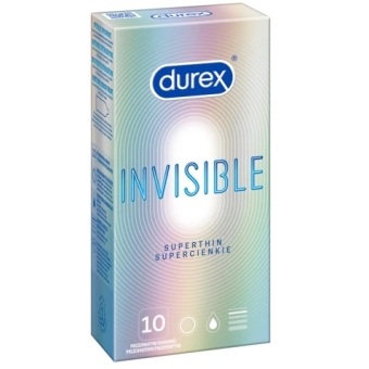 Durex Invisible dla większej bliskości prezerwatywy 10sztuk cena 42,00zł