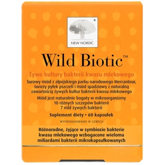 Wild Biotic żywe bakterie kwasu mlekowego 60kapsułek New Nordic cena 68,90zł