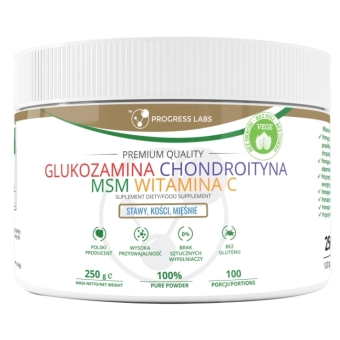 Glukozamina Complex wegańska chondroityna z alg MSM witamina C proszek 250g Progress Labs cena 79,00zł