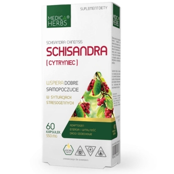 Medica Herbs Schisandra (Schisandra chinensis) Cytryniec 550mg 60kapsułek cena 24,95zł