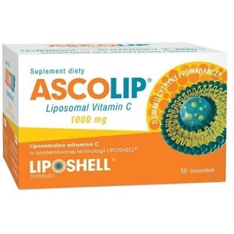 Ascolip Liposomal Vitamin C - liposomalna witamina C smaku cytryny i pomarańczy 30saszetek cena 89,00zł