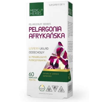 Medica Herbs Pelargonia afrykańska 450mg 60kapsułek cena 22,90zł