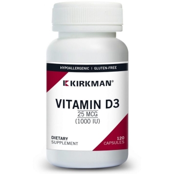 Kirkman Vitamin D-3 1000 IU (25 µg) (Hypoallergenic) witamina D3 120kapsułek cena 129,00zł
