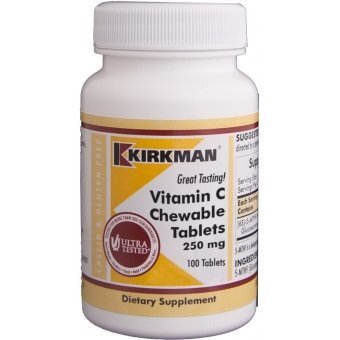 Kirkman Vitamin C 250mg Chewable Tablets with Stevia - witamina C ze stewią 100tabletek do żucia cena 76,29zł