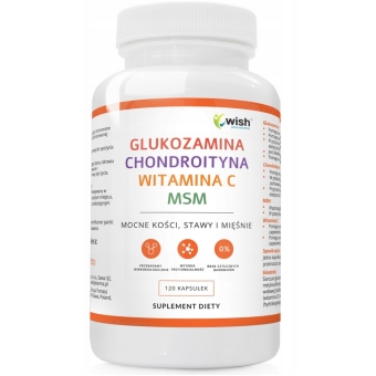Glukozamina Chondroityna MSM Witamina C na stawy 120kapsułek Wish Pharmaceutical cena 62,90zł