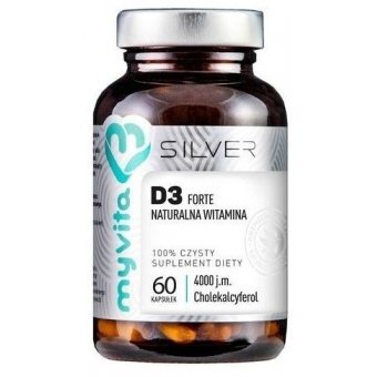 Naturalna witamina D3 Forte 4000j.m. 60kapsułek Myvita Silver Pure cena 31,25zł