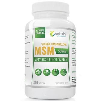 Wish Pharmaceutical MSM 500mg Siarka organiczna 250tabletek cena 35,50