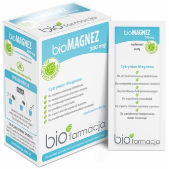 Organiczny Magnez 300mg w proszku 30saszetek Biofarmacja cena 18,95zł