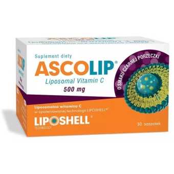 Ascolip Liposomal Vitamin C (smak czarna porzeczka) 30saszetek cena 54,90zł