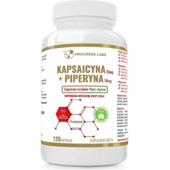 Kapsaicyna 10mg + Piperyna 10mg + Probiotyk 120 kapsułek Progress Labs cena 49,00zł