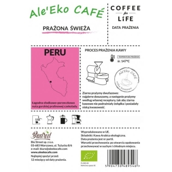 Ale'Eko CAFÉ Kawa Mielona Peru BIO 250 g Coffee for Life cena 38,99zł