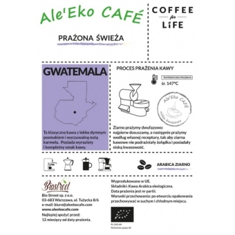 Ale'Eko CAFÉ Kawa Ziarnista Gwatemala BIO 500 g Coffee for Life cena 73,90zł
