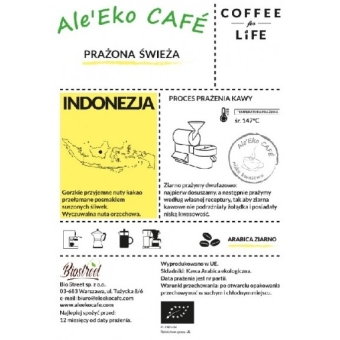 Ale'Eko CAFÉ Kawa Ziarnista Indonezja 250g BIO Coffee for Life cena 37,90zł