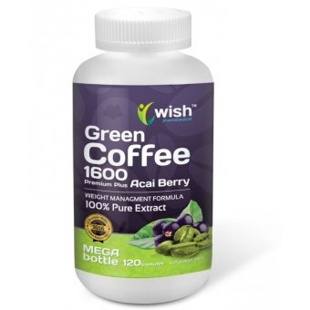 Wish Pharmaceutical Green Coffee 1600 Zielona Kawa Premium Plus Jagoda Acai Berry 120kapsułek cena 52,25zł