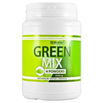 Myvita Green Mix (spirulina, chlorella, młody jęczmień i zielona herbata matcha) proszek 300g cena 44,90zł