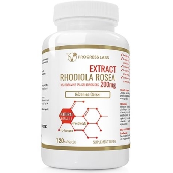 Rhodiola Różeniec Górski 200mg ekstrakt 3% Rosawin i 1% Salidrozydów 120kapsułek Progress Labs cena 44,90zł