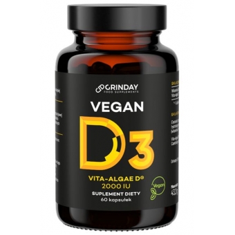 Grinday Vegan D3 witamina D3 2000IU z alg morskich 60kapsułek cena 64,90zł