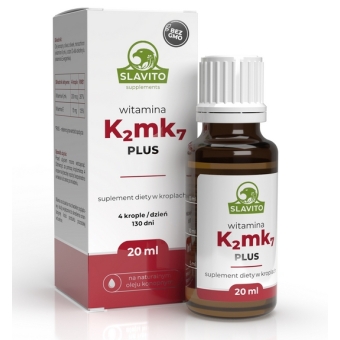 Witamina K2MK7 200 mcg + witamina E 15mg w oleju konopnym 20ml Slavito cena 119,00zł