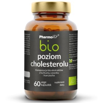 Poziom cholesterolu bio - Kompozycja ekstraktów bio z kurkumy, karczocha i czosnku 60kapsułek Vcaps cena 38,90zł