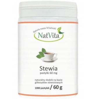 Stewia (stevia) naturalny słodzik 60mg 1000pastylek Natvita cena 33,90zł