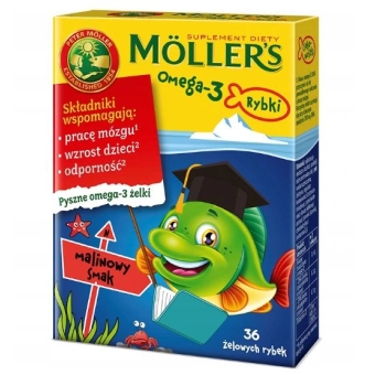 Moller's Omega-3 Rybki malinowy smak żelki 36sztuk Orkla Care cena 29,90zł
