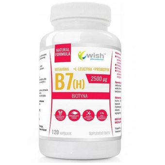 Wish Pharmaceutical Biotyna Witamina B7 (H) 2500µg + Prebiotyk dla wegan 120kapsułek cena 28,00zł