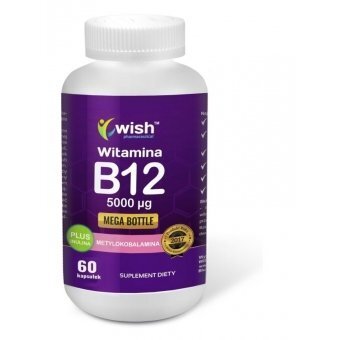 Wish Pharmaceutical Witamina B12 5000mcg Metylokobalamina + Inulina 60kapsułek cena 39,70zł