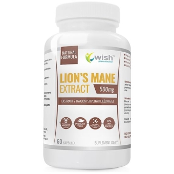 Lions Mane ekstrakt (soplówka jeżowata) 500mg 60kapsułek Wish Pharmaceutical cena 39,89zł