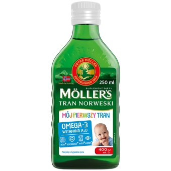 Moller's Tran Norweski Mój pierwszy tran Omega 3 dla dzieci 250ml Orkla Care cena 58,70zł