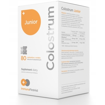 Colostrum Junior cukierki truskawkowe z probiotykiem 80cukierków ImmunoFirstAid cena 74,99zł