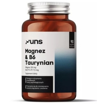 UNS Taurynian magnezu + B6 P-5-P 5-fosforan pirydoksalu 90kapsułek cena 55,00zł